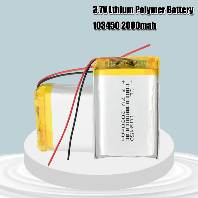 3.7V 2000mAh 103450 Lipo Polymer Lithium Rechargeable Battery For GPS navigator MP5 GPS Bluetooth Speaker headset e-book camera rechargeable lithium batteries