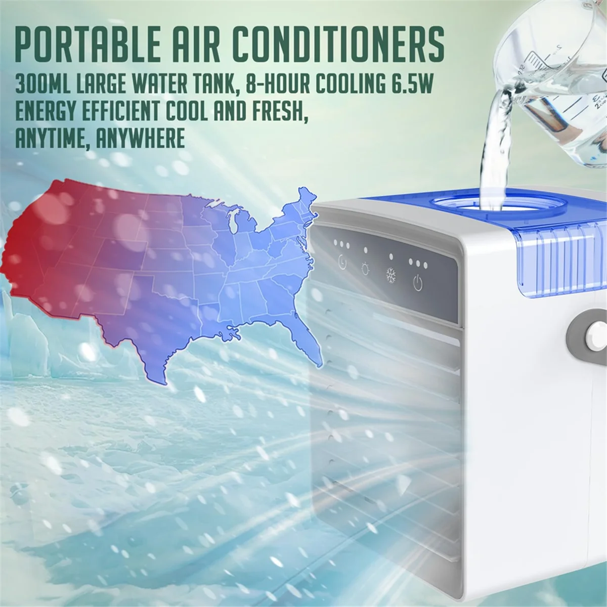 Portable Air Conditioners, USB Personal Mini Air Conditioner , Evaporative Air Cooler with Misting, for Room, Tent,Car