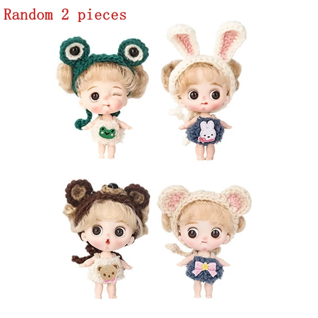 Adollya 2Pieces/Set 10cm OB11 BJD Doll with Clothes 5 Joints 3D Eye Doll Make-up Body Cute 1/12 BJD Dolls Toys for Girls Gifts 6