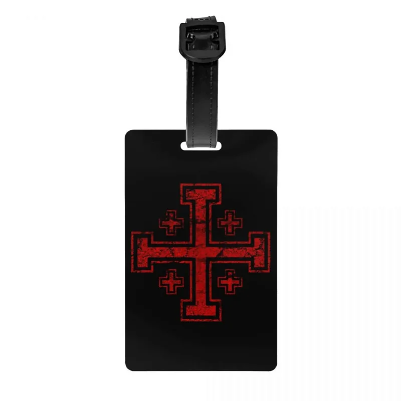 

Templar Knight Medieval Warrior Symbol Luggage Tag With Name Card Jerusalem Cross Seal Privacy ID Label for Travel Bag Suitcase