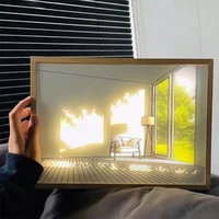 Decorative Led Light Painting USB Plug Dimming Wall Artwork Table Lamp Gift Indoor Sunlight Window Wooden Photo Night Luminous 1