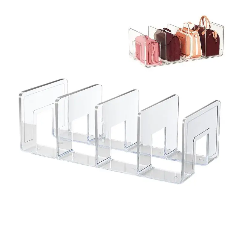 Handbag storage rack Organizer 4 Slots Transparent Closet Purse Storage rack Acrylic wardrobe Bag storage holder Purse Display
