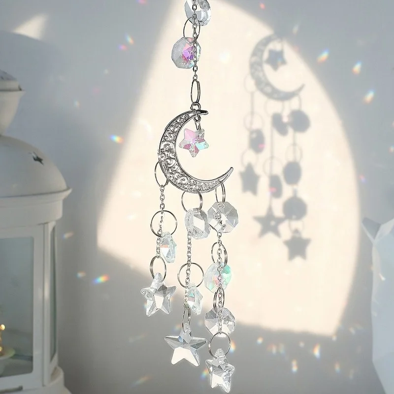 Suncatcher Rainbow Catcher Glass Crystal Light Wind Chimes Prism Suncatcher  Car Sun Catcher Window Garden Decoration Outdoor