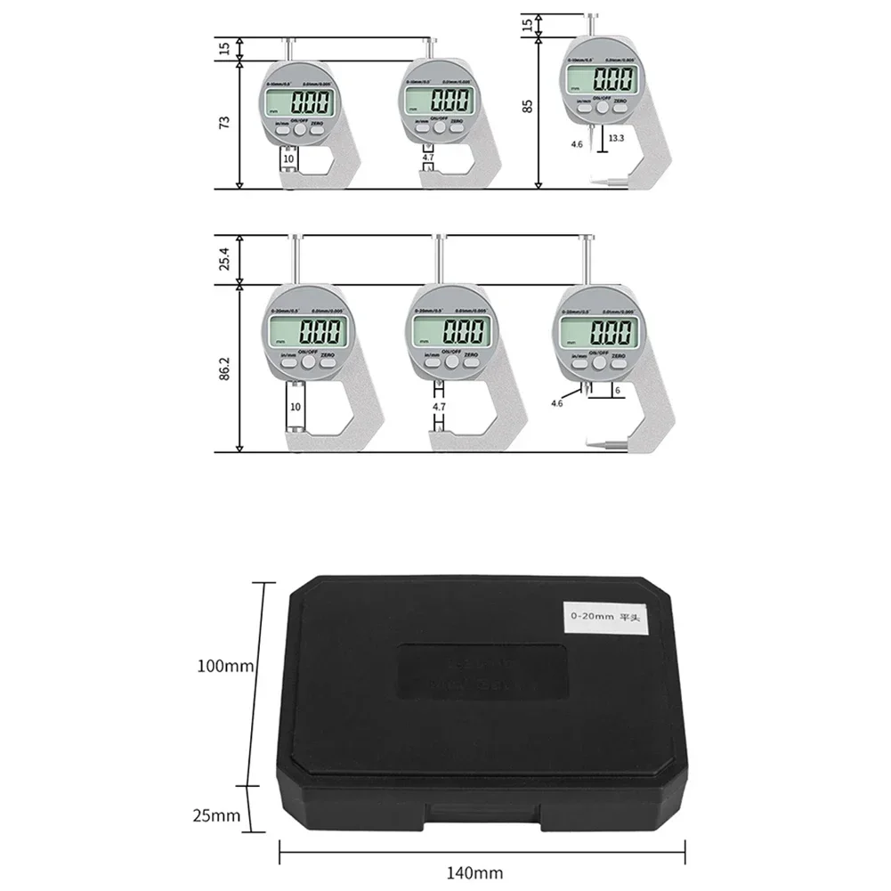 Digital Display Thickness Gauge 0-20mm