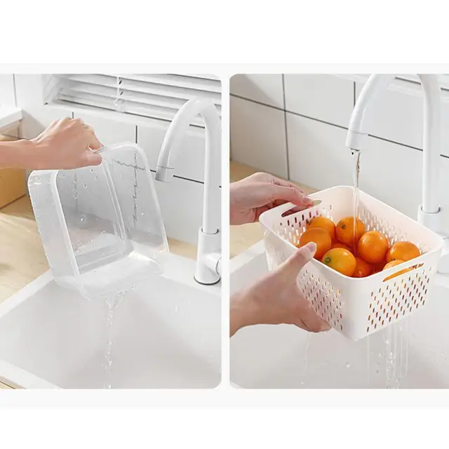 Stackable Plastic Dry Food Fruit Vegetable Basket, Orange