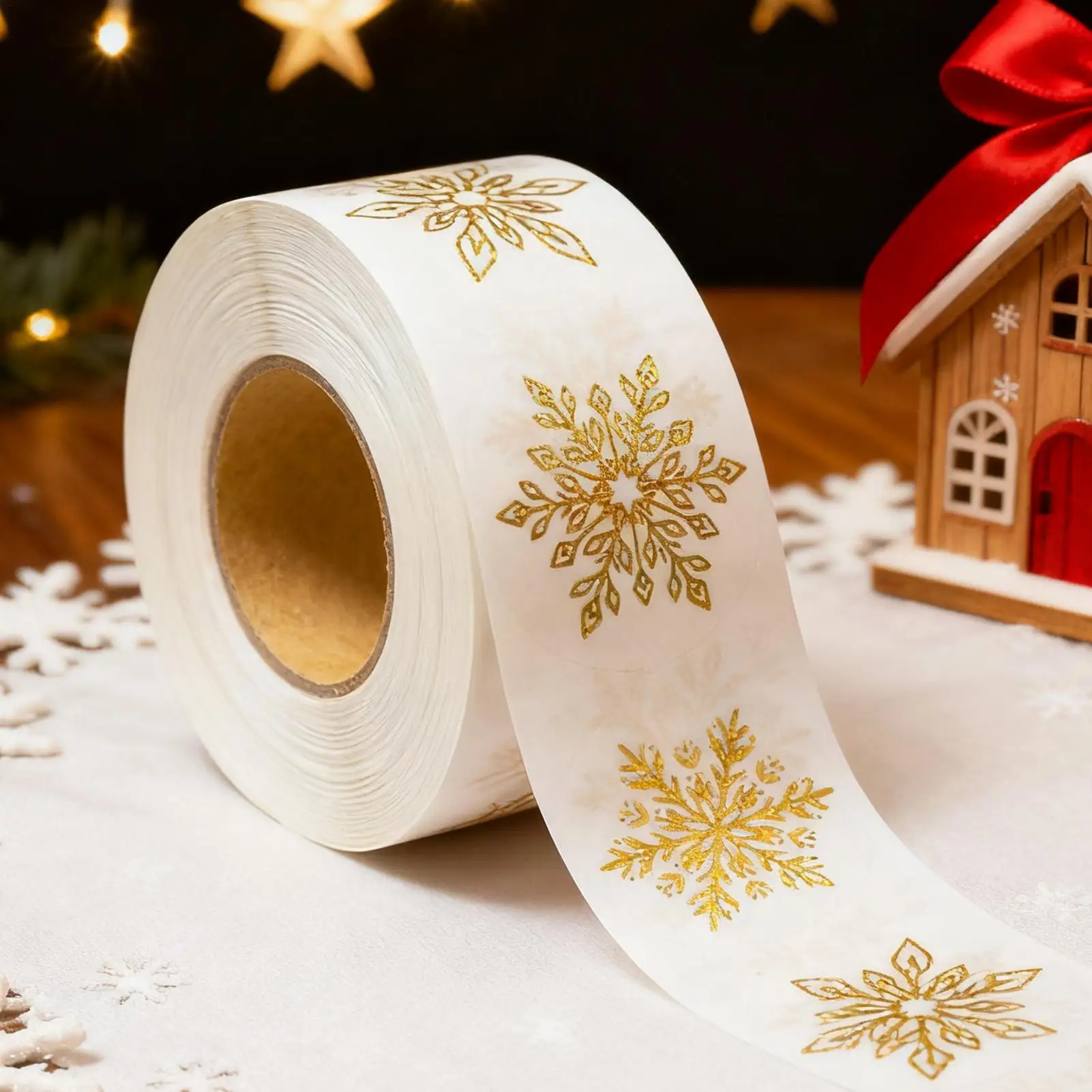 Snowflake Stickers 500 Pieces Glitter Round Christmas Labels Winter Holiday Envelope Scrapbook Seal for Journal Greeting Cards