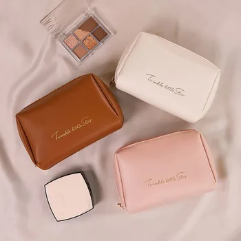 Borsa per cosmetici da viaggio, organizer per cosmetici, borsa per il lavaggio in pelle PU impermeabile, custodia per cosmetici piatta ad ampia apertura, borsa per cosmetici con divisore