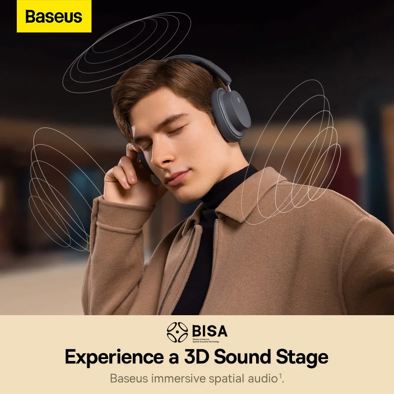 Baseus Bowie D05 Fone de Ouvido sem Fio Bluetooth 5.3 Fones de Alta Fidelidade Estéreo Dobrável sem Fio com Fio Dual Use Headphones - Image 5
