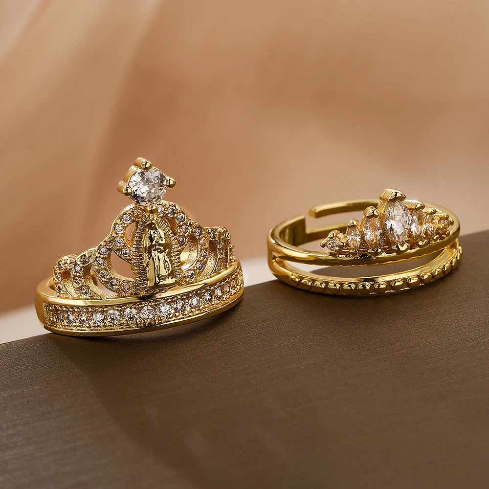 Vintage Jungfrau Mary Zirkonia verstellbaren Ring für Frauen Mädchen einzigartige glamouröse Design Hochzeits feier Versprechen Schmuck