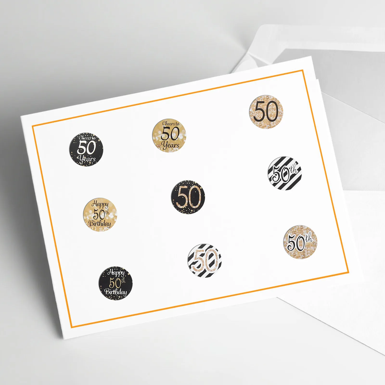 216Pcs 생일 스티커 50번째 생일 장식 데칼 사탕 가방 포장 파티 장식 포장용 사탕 스티커