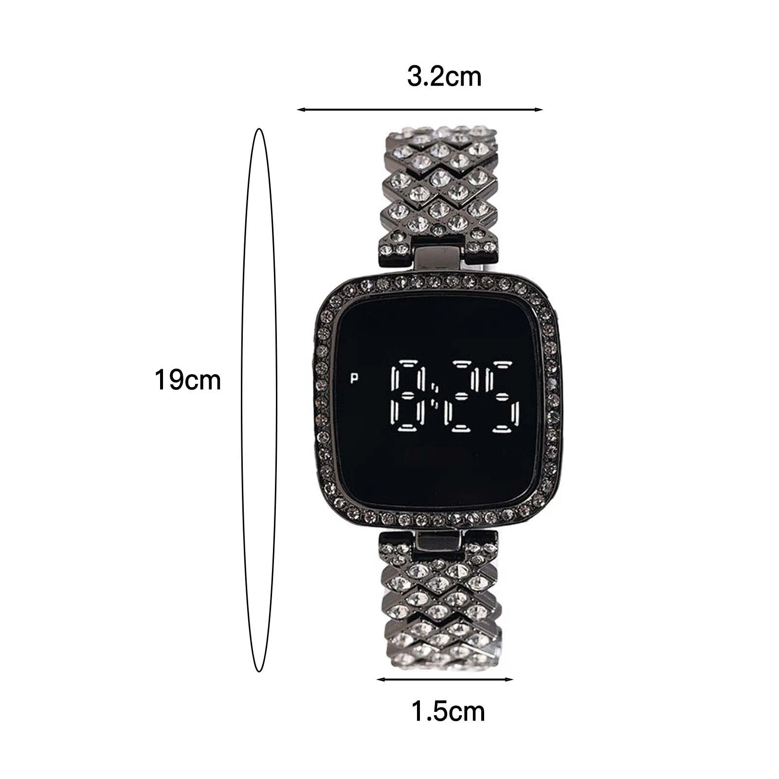 Women Watches Crystal Bracelet Watch Square Dial Touch Screen For Women