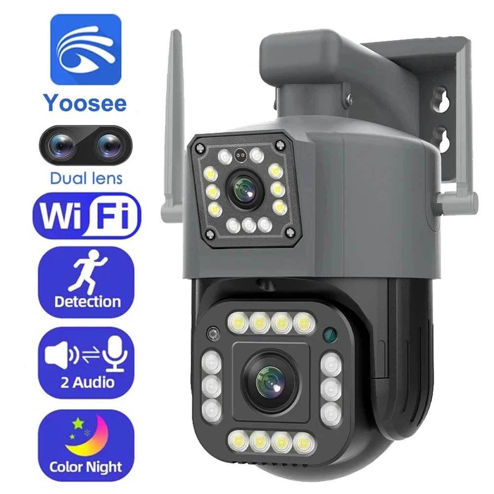 Yoosee 4K 8Mp Wifi Ptz Ip Camera Dual Lens Dual Screen 4Mp Impermeabile Smart Home Security Camera Videosorveglianza Ai Tracking