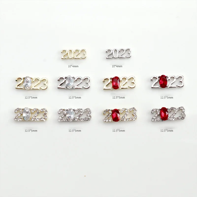 10pcs Crystal Rhinestones 2023 New Year Nail Art Decorations Luxury Inlaid  Diamonds Alloy Metal 3d Number Parts Manicure Charms - Rhinestones &  Decorations - AliExpress