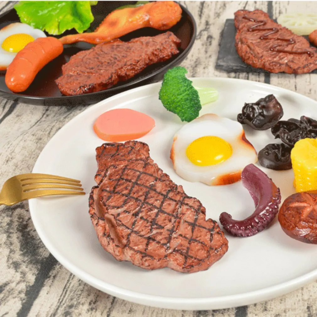 PVC Simulation Fake Steak Food Model Restaurant Decoration Props Light Weight
