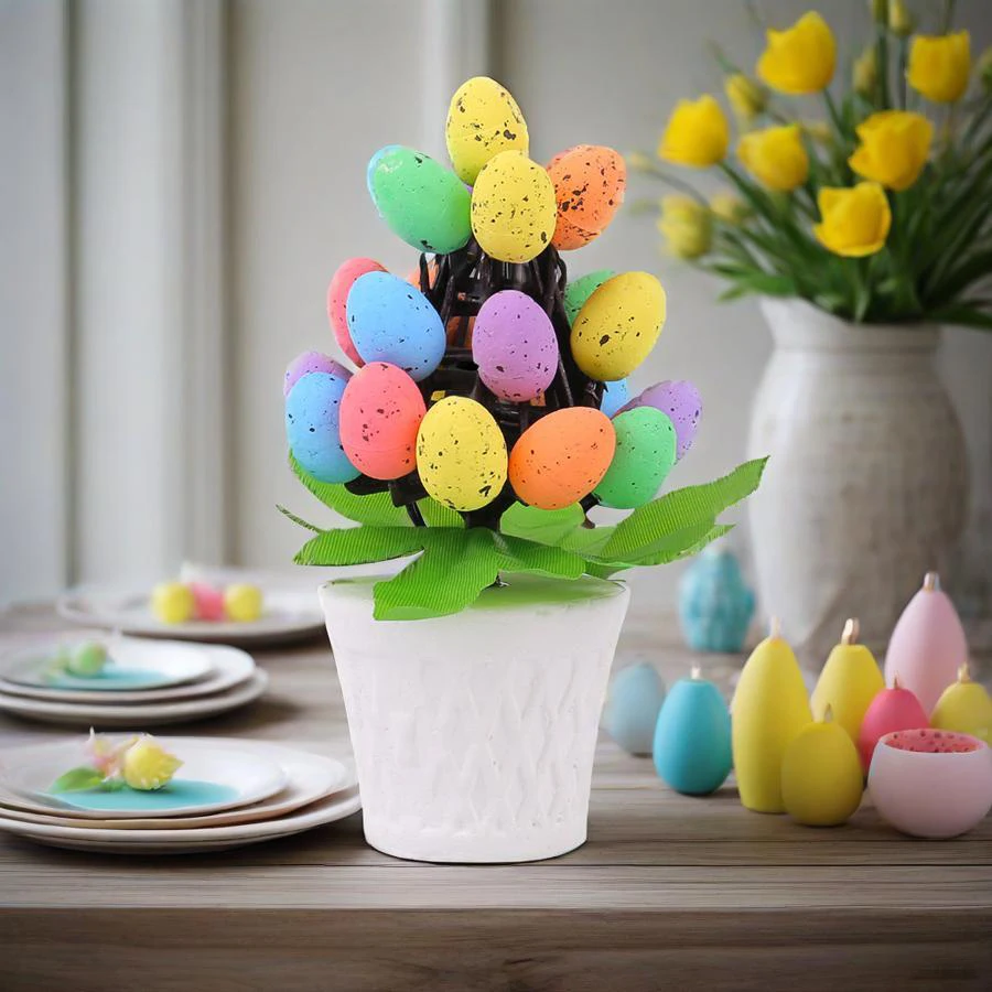 1 Piece of Colorful Artificial Easter Egg Potted Plant Ornament for Spring Festival Celebration, Birthday Party, and Desktop Decoration