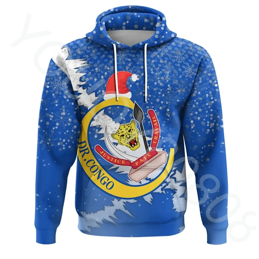

Men's Sweater 3D Print African Region DRC Hoodie Christmas Style Retro Harajuku Casual Sportswear Zip Hoodie