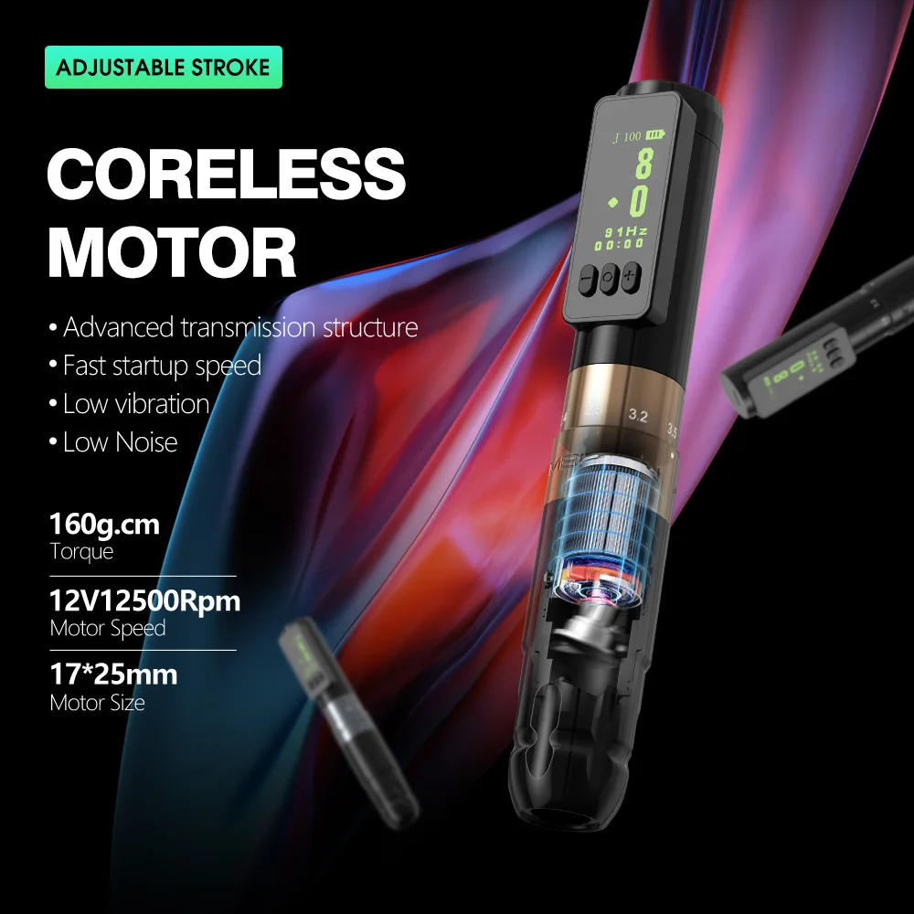 Tattoo Supplies Tattoo Pen 2.0mm-3.5mm Rotary Permanent Makeup adjustable stroke Coreless Motor