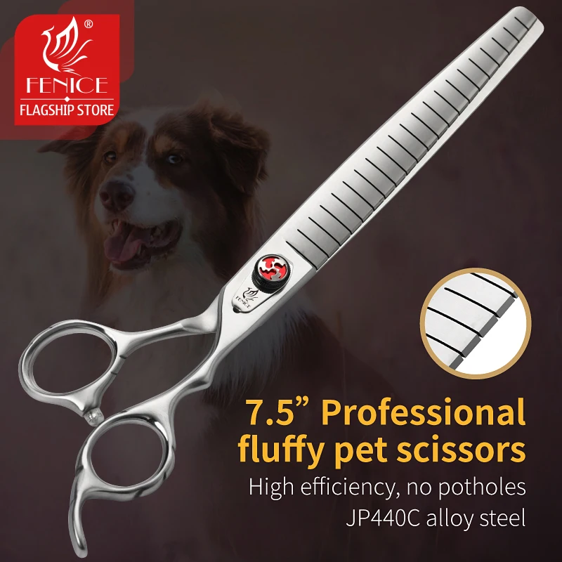 Dog Grooming Cutting Thinning Scissors 7.0/7.5 inch Professional Thinning Rate 75% Shears For Pet Groomer Fenice