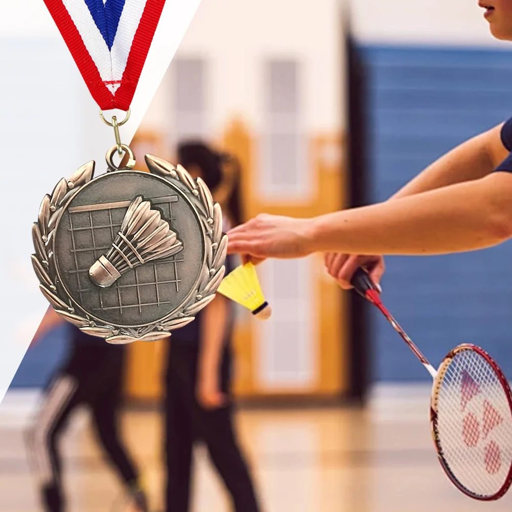 5cm Badminton Medal Gold/Silver/Bronze Medal with Neck Ribbon Metal Winner Medals Badminton Award Medals for Party Activities