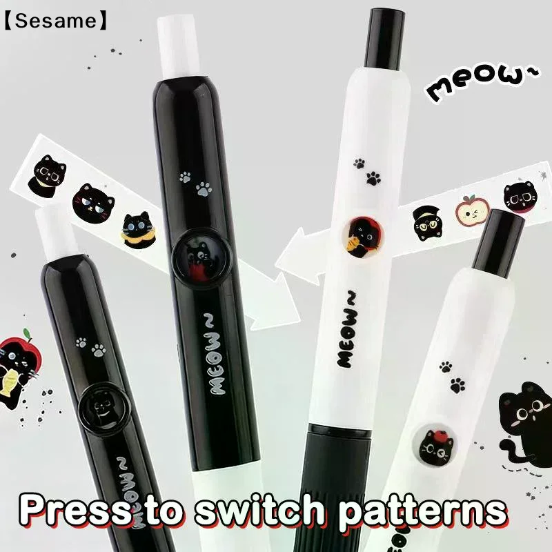 개폐식 고양이 발 펜 검정 잉크 0.5mm 카와이 스타일 부드러운 필기감 학교 사무용품 선물