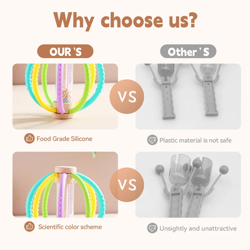 Montessori Baby Rain Stick Rainbow Hourglass Rain Music Rattle Baby Educational Toy Silicone Teether Sensory Toys for Kids Gift 3