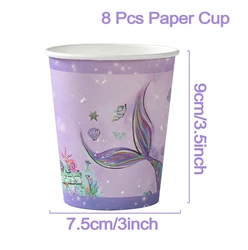 Mermaid-Themed Popcorn Boxes for Birthday and Baby Shower Decorations (8pcs cups)