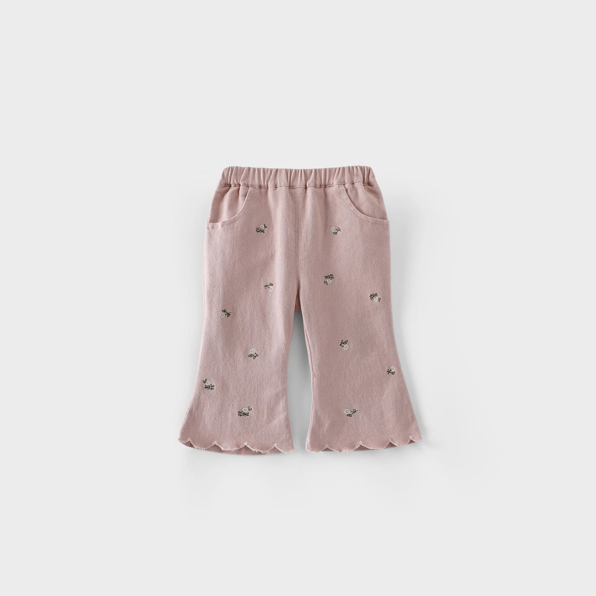 Girls Autumn Floral Embroidered Bell Bottom Pants