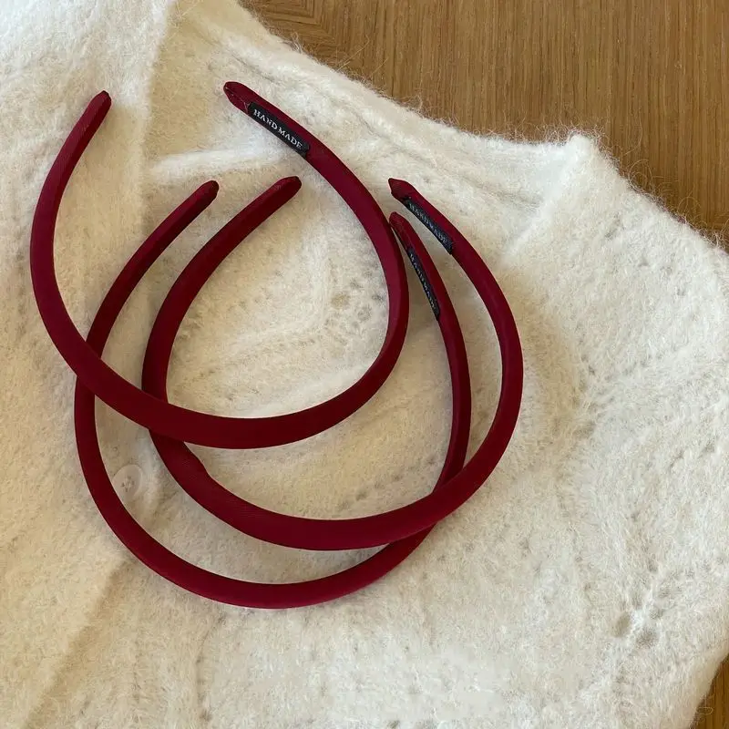 Classic Wine Red Velvet Headband - Plush Thickened Hair Accessory
