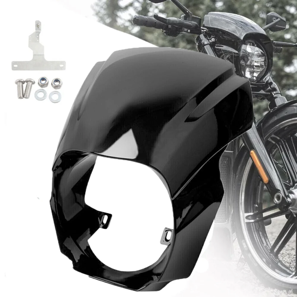 Gloss Black Front Headlight Fairing Cover For 2018+ Harley Softail Breakout FXBR/FXBRS. Pre-drilled, Durable ABS Plastic. Easy Custom Install.