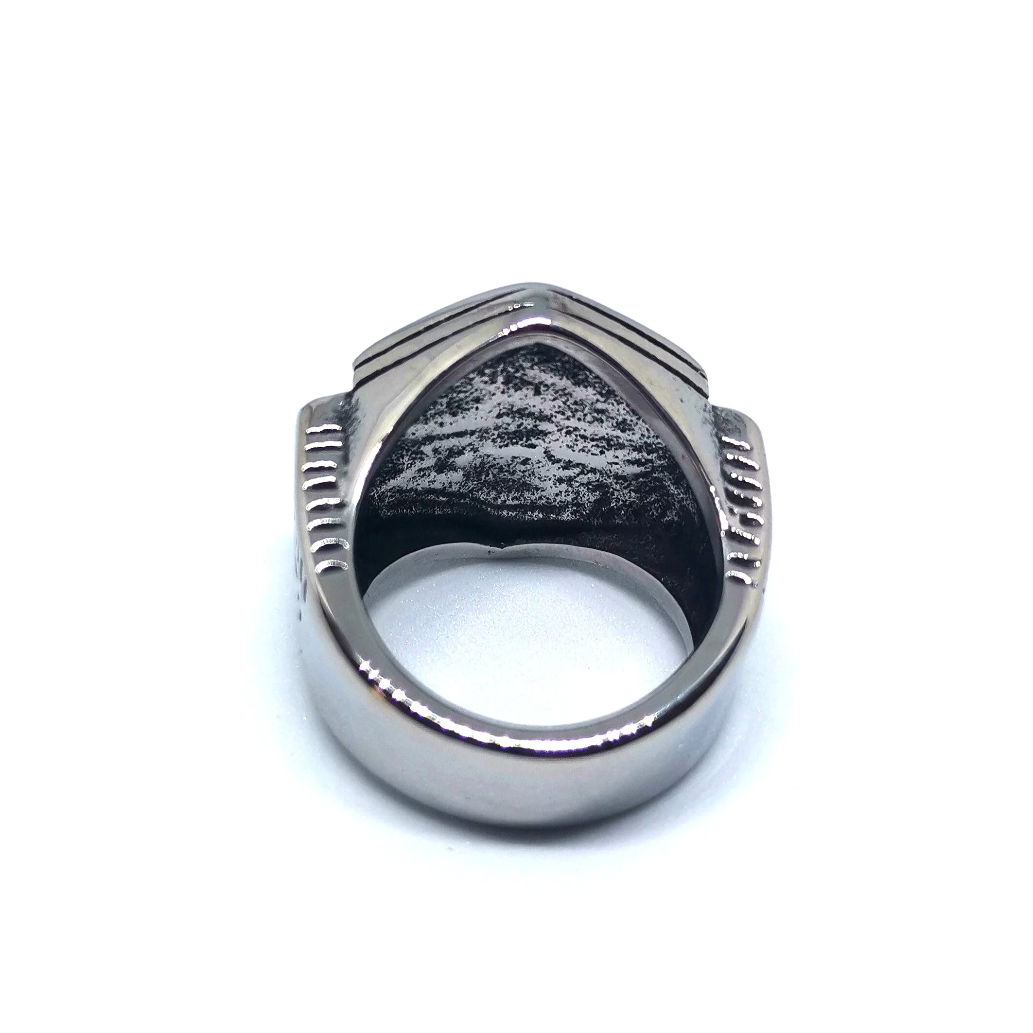 Megin D Stainless Steel Titanium Punk Hip Hop Motor Cycle Rider Vintage Bague Fan Rings for Men Women Couple Gift Jewelry Gothic