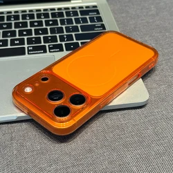 Ultra Thin Matte Clear MagSafe - Compatible Soft TPU Shockproof Case for iPhone 15 Plus (Orange)
