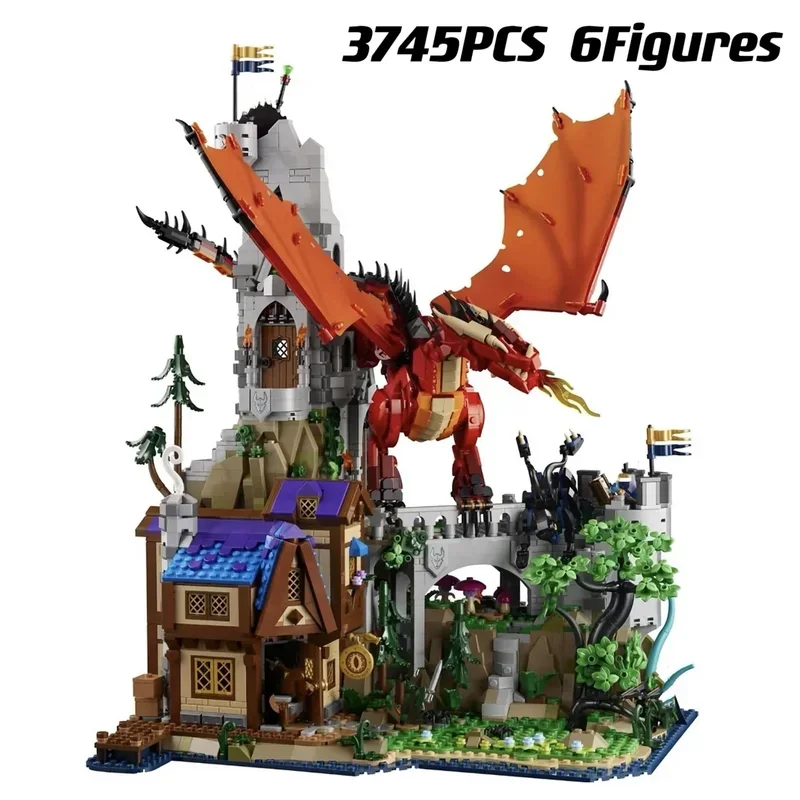 MOC 3745pcs Dungeons Red Dragon's Tale Building Blocks Bricks House Model Assemb