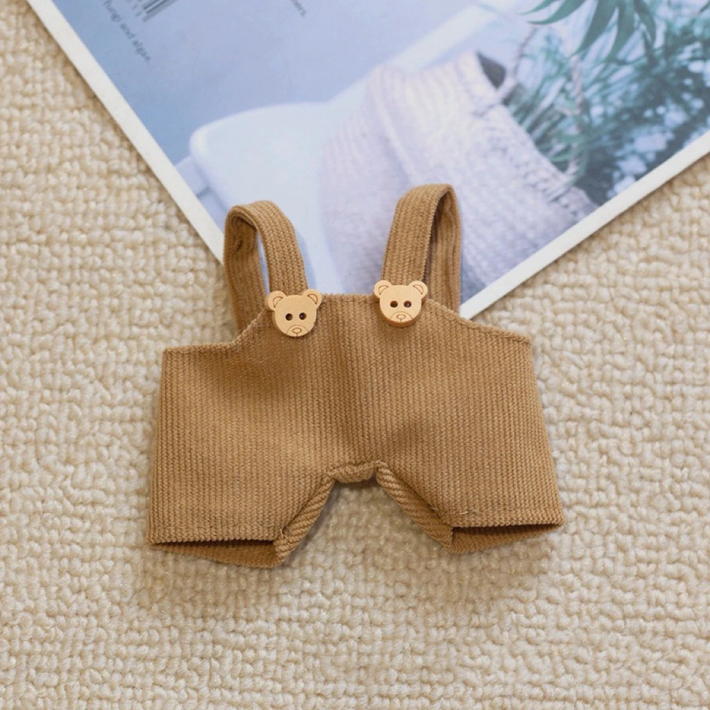 Bear Overalls for Plush Vinyl Face Doll - Cute Labubu Baby Doll Clothes Pendant Accessory