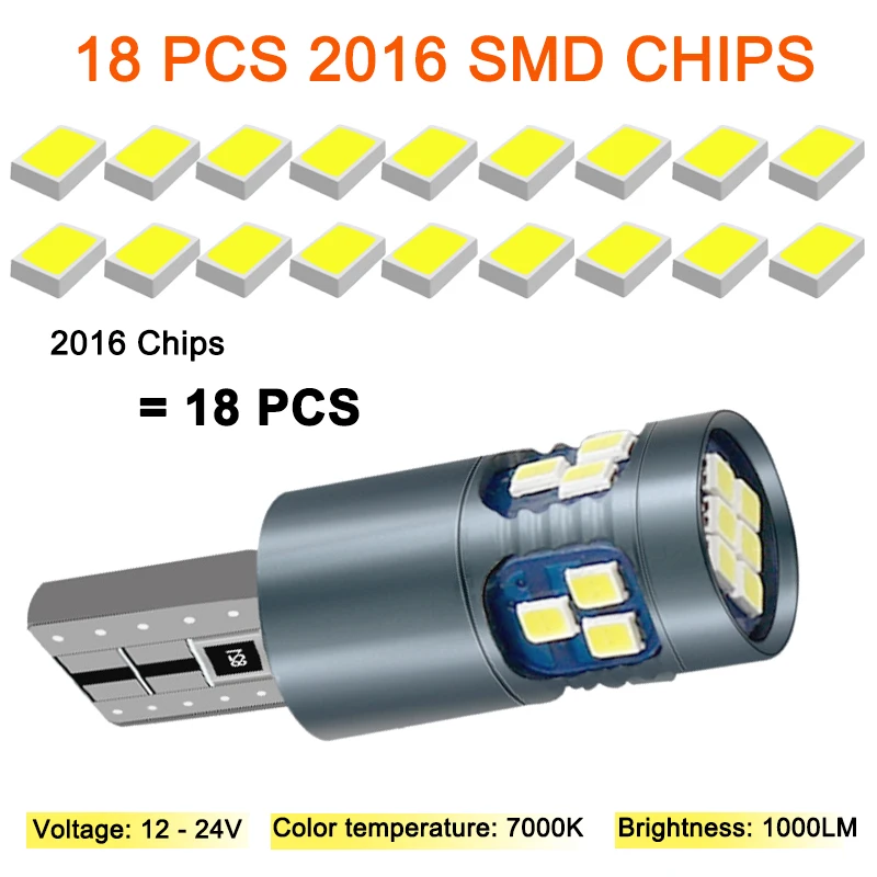 1 PCS Car Signal Light T10 W5W 194 LED Bulb Canbus 12V/24V 18SMD