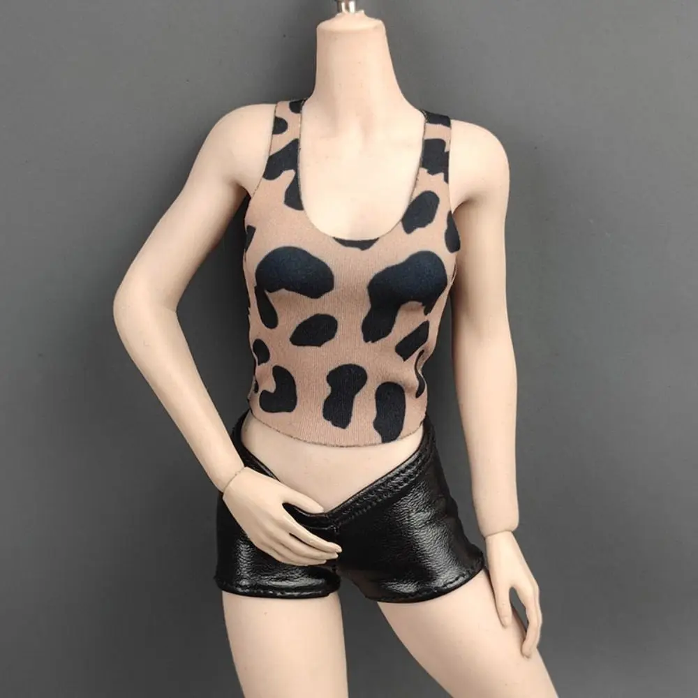 1/6 Miniature Doll Soldier Leopard Print Vest Trendy High Elastic Clothing For 30cm Doll Round Neck T-shirt Hiking Casual Tank