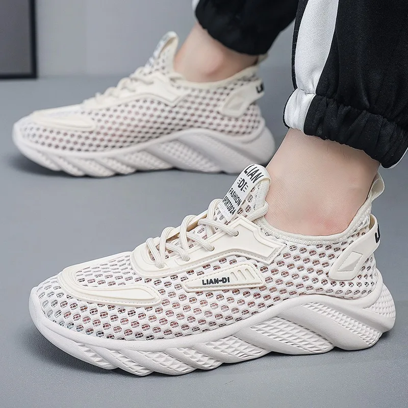 Men's Casual Shoes 2025 Spring Summer Hollow Out Breathable Mesh Shoes Comfortable Platform Lightweight Sneakers Tenis Masculino 6
