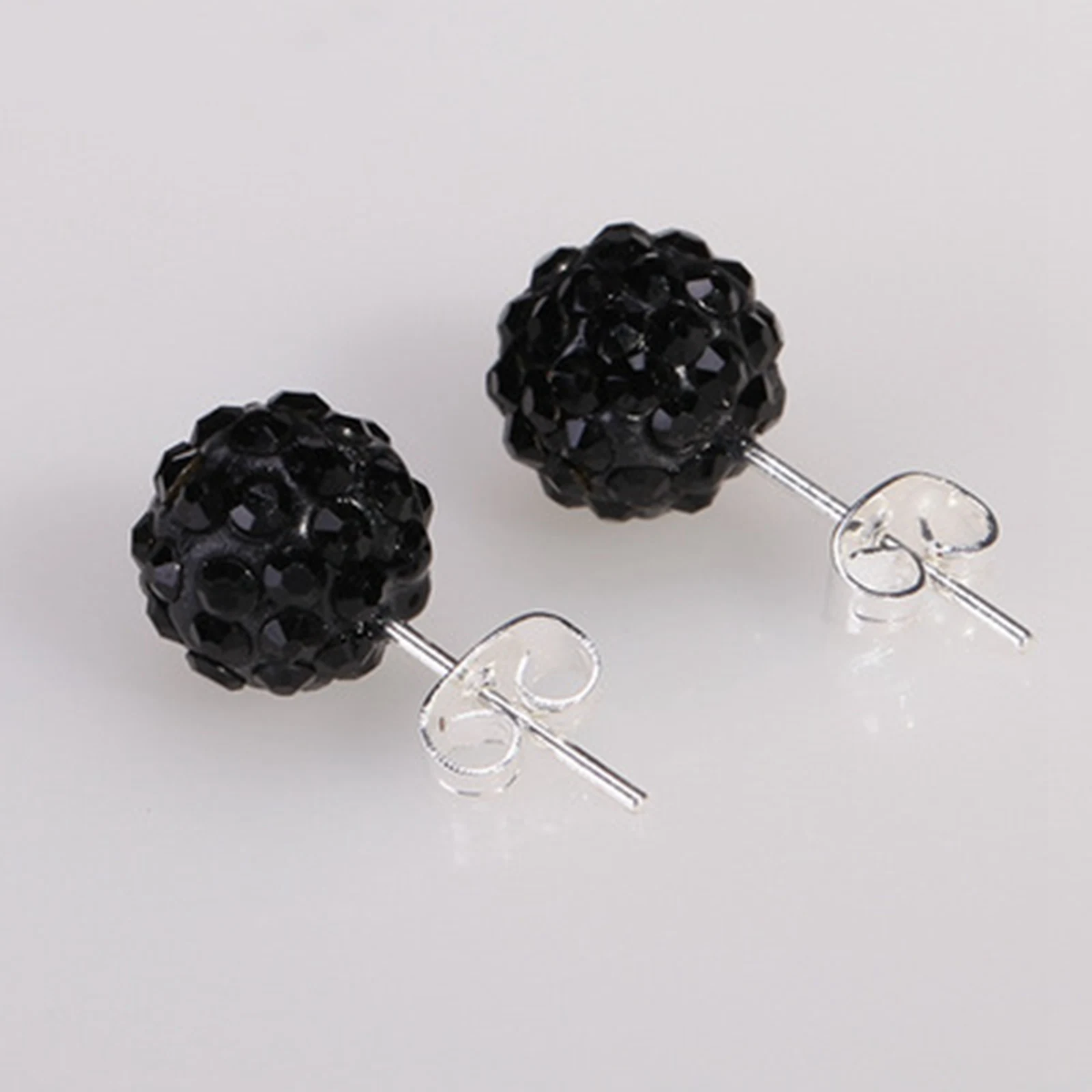 10 Pairs Sparkle Clay Rhinestone Ear Stud 10mm Crystal Pave Disco Ball Earrings