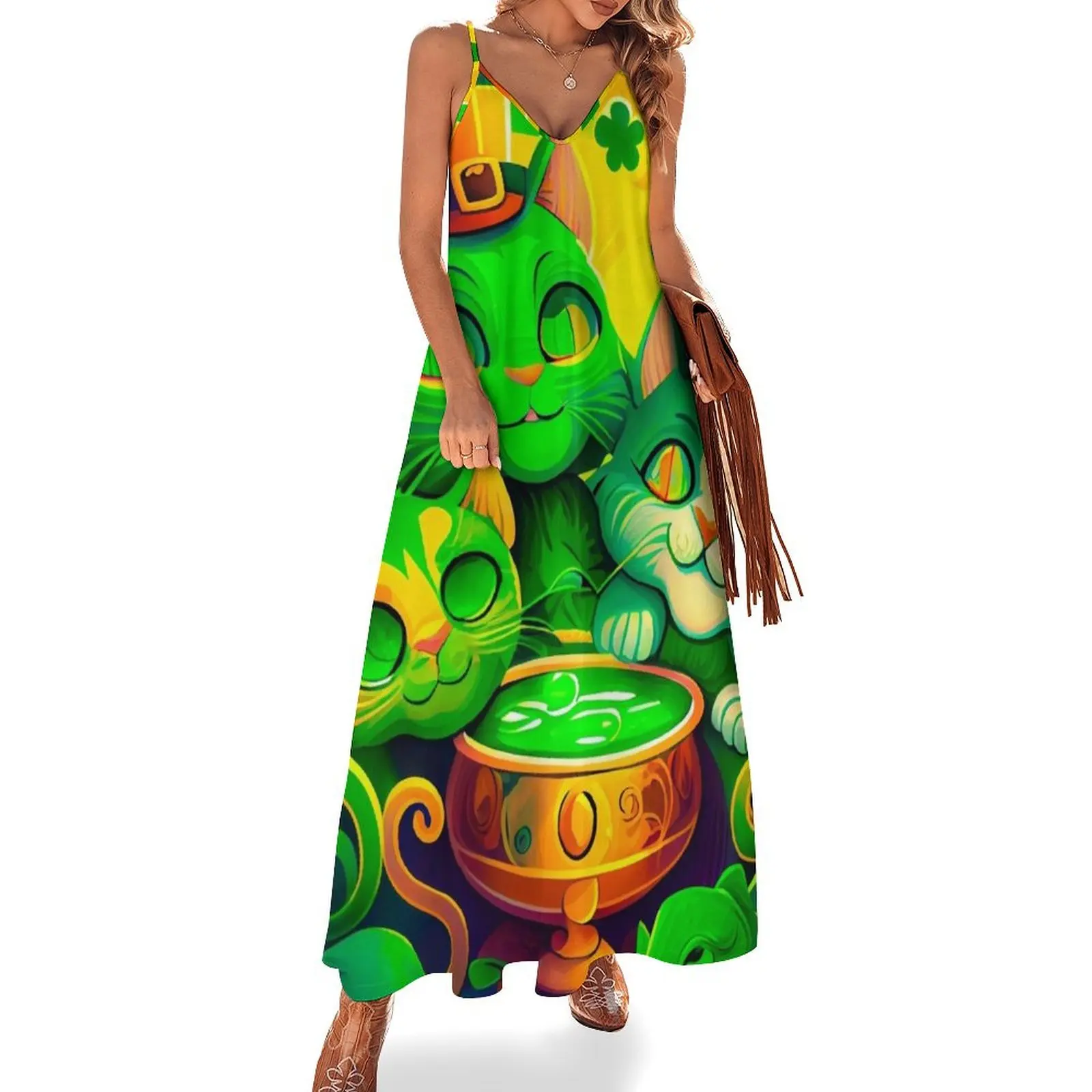 

St. Patty’s Day Celebration Sleeveless Dress birthday dress clothes for woman birthday dress for women luxury 2024