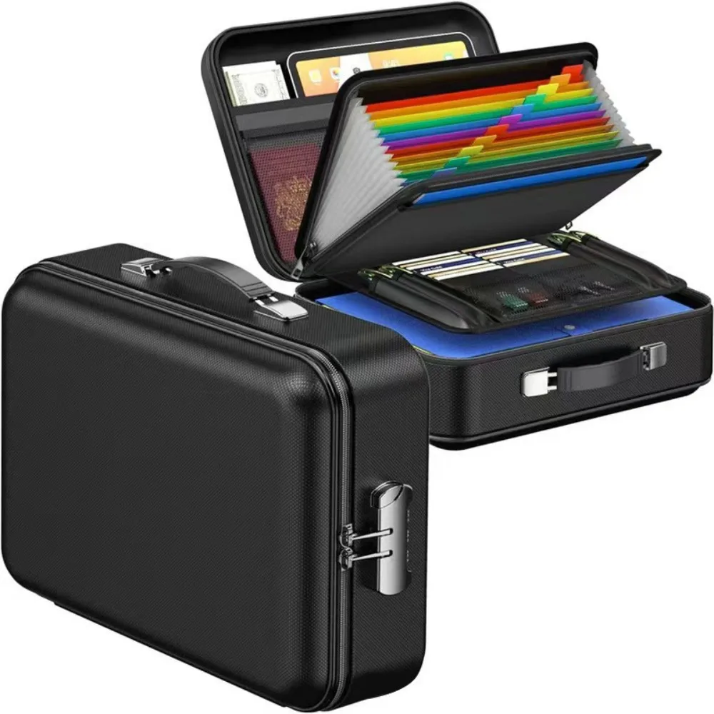 Fireproof Box Water Resistant Hard-Shell Design File Security Bag Password Lock Wear-resistant Files Briefcase_voghion.com