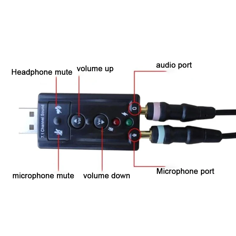 3D 외장 7.1 채널 USB 오디오 사운드 카드 마이크 어댑터 스피커, 3.5mm 잭 스테레오 헤드셋