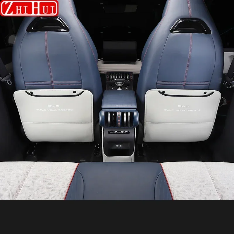 Car PU Leather Anti Kick Mat Pad Car Anti-kick Protector Mats Seat Back Protector Accessories For BYD Atto 3 Yuan Plus car seat protector
