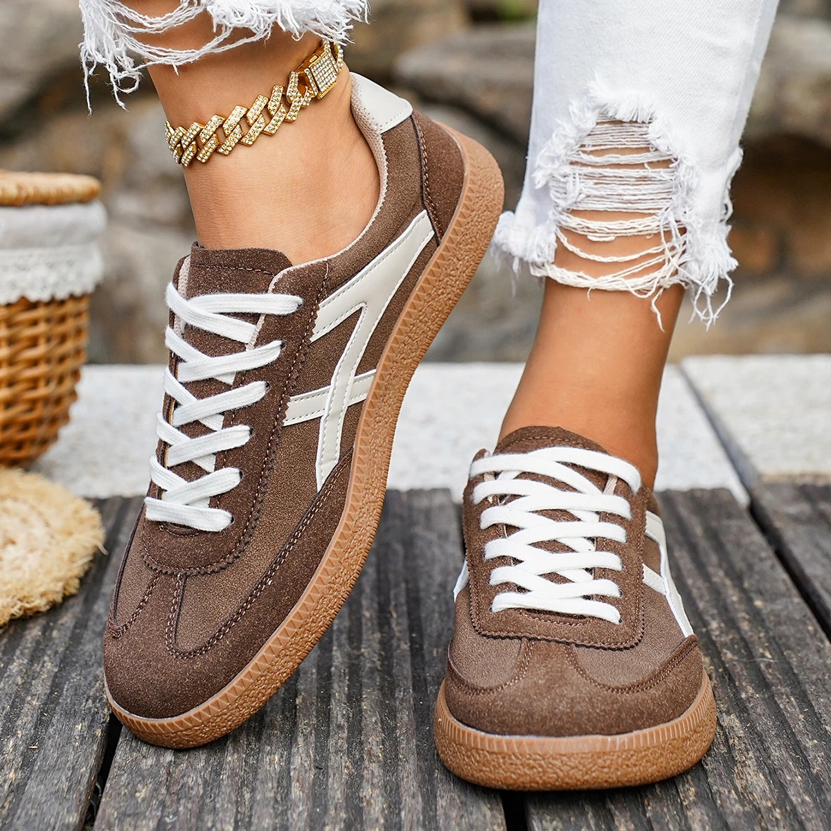 أحذية رياضية نسائية كاجوال أحذية فلكنيز مسطحة عصري...