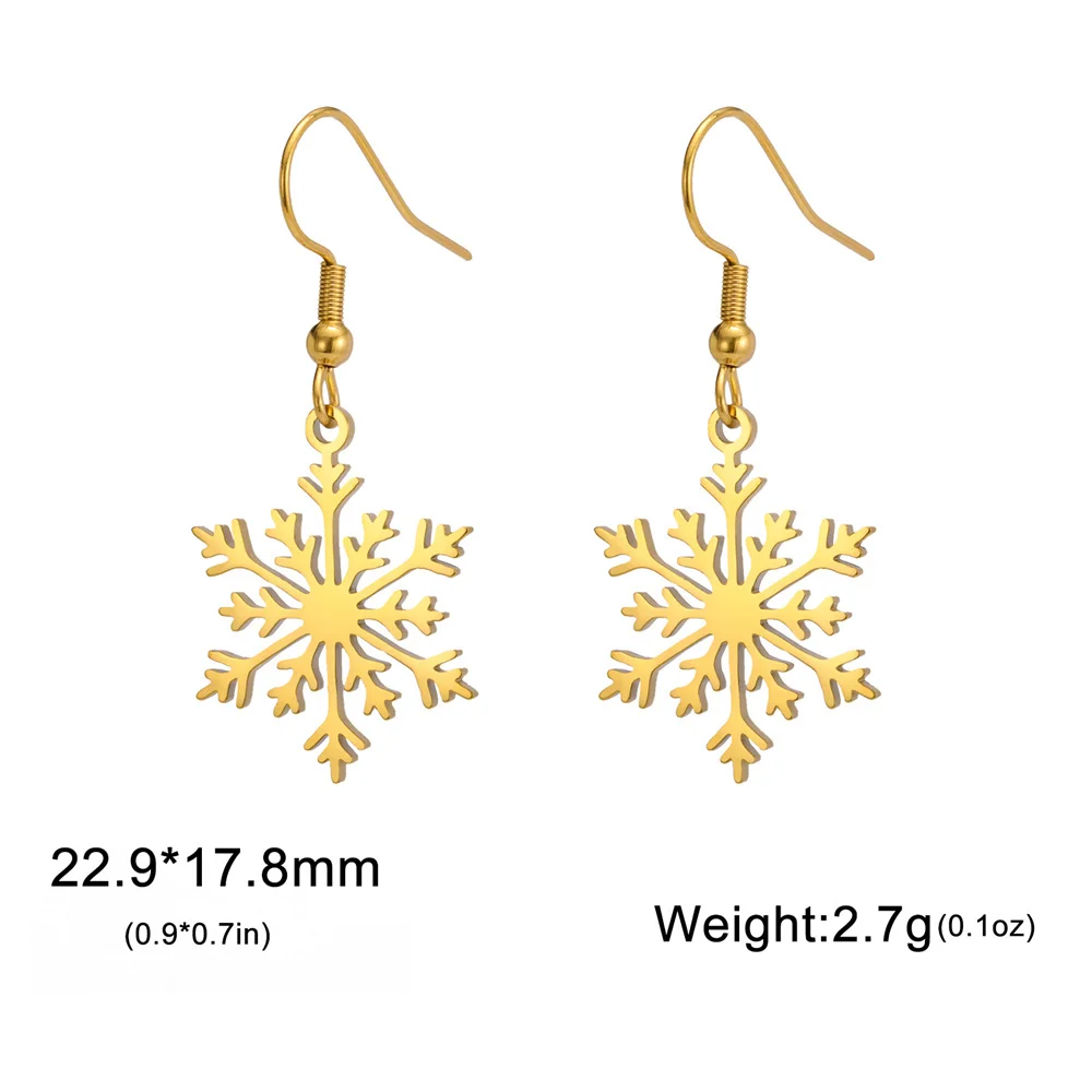 Edelstahl Ohrringe Schneeflocken Anhänger Creolen Winter Mode Charms Tropfen Ohrringe Für Frauen Schmuck Party Geschenke – Detail 17