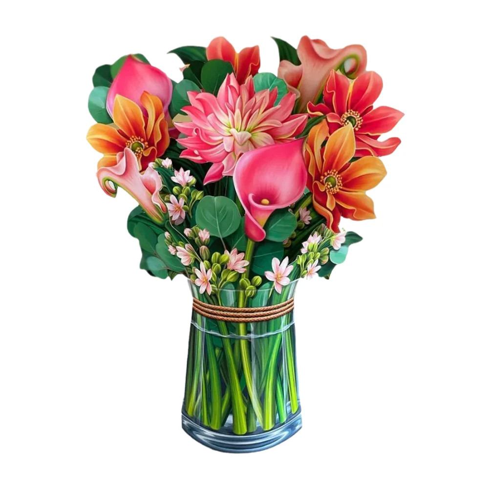 3D Pop Up Flower Greeting Card for Mothers Day Creative Multi-Style Bouquet Birthday Card Thank You Postcard for Birthday Easter greeting cards