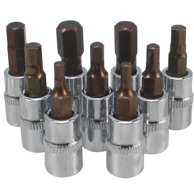 

1/4'' Dr Hex Allen Key Bit Socket Tools 1PCS 37mm H2mm/2.5mm/3mm/4mm/5mm/6mm/7mm/8mm/10mm Replacement Bit Socket