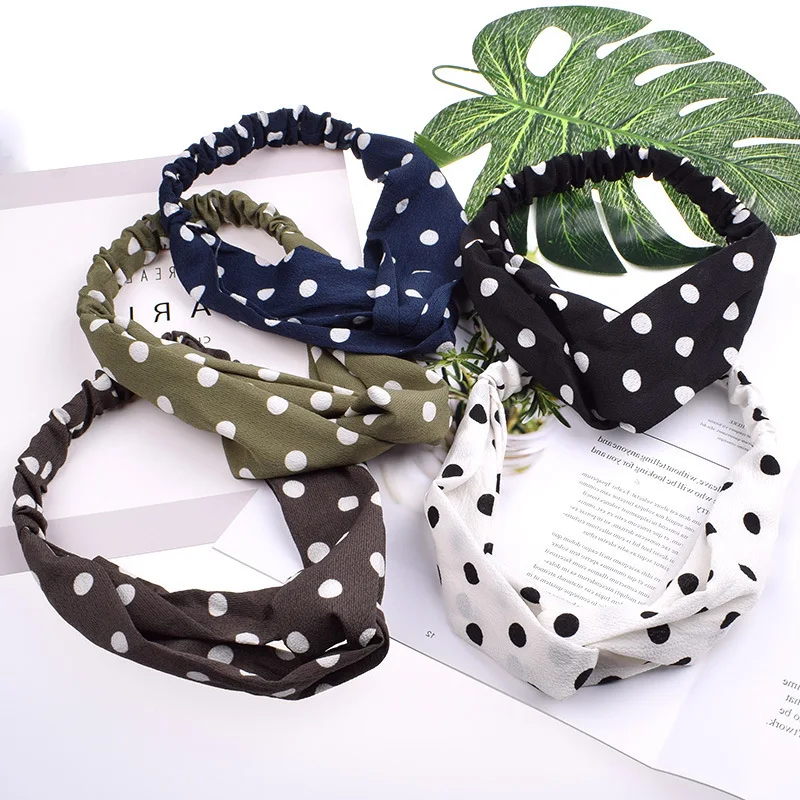 Fasce Per Capelli Coreane New Wave Point Fashion Wild Cross Turbante Elastico Sport Wash Face Makeup Yoga Donna Fasce Accessori Per Capelli