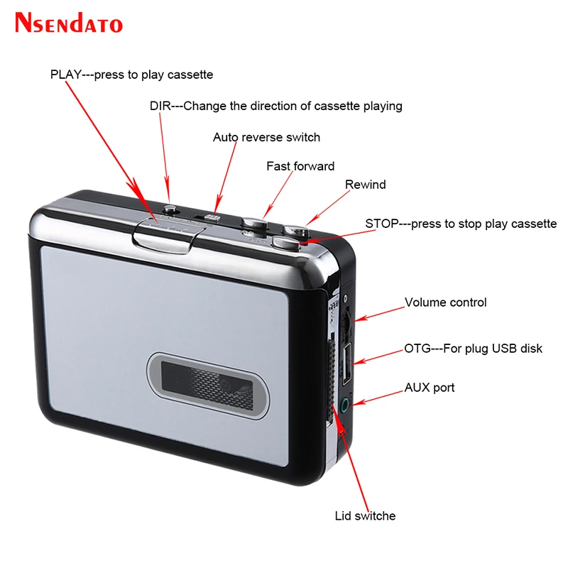 Ezcap 231 USB Cassette Tape Music Audio Player to MP3 Converter Tapes Cassette  Player Recorder Save MP3 File to USB Flash/USB