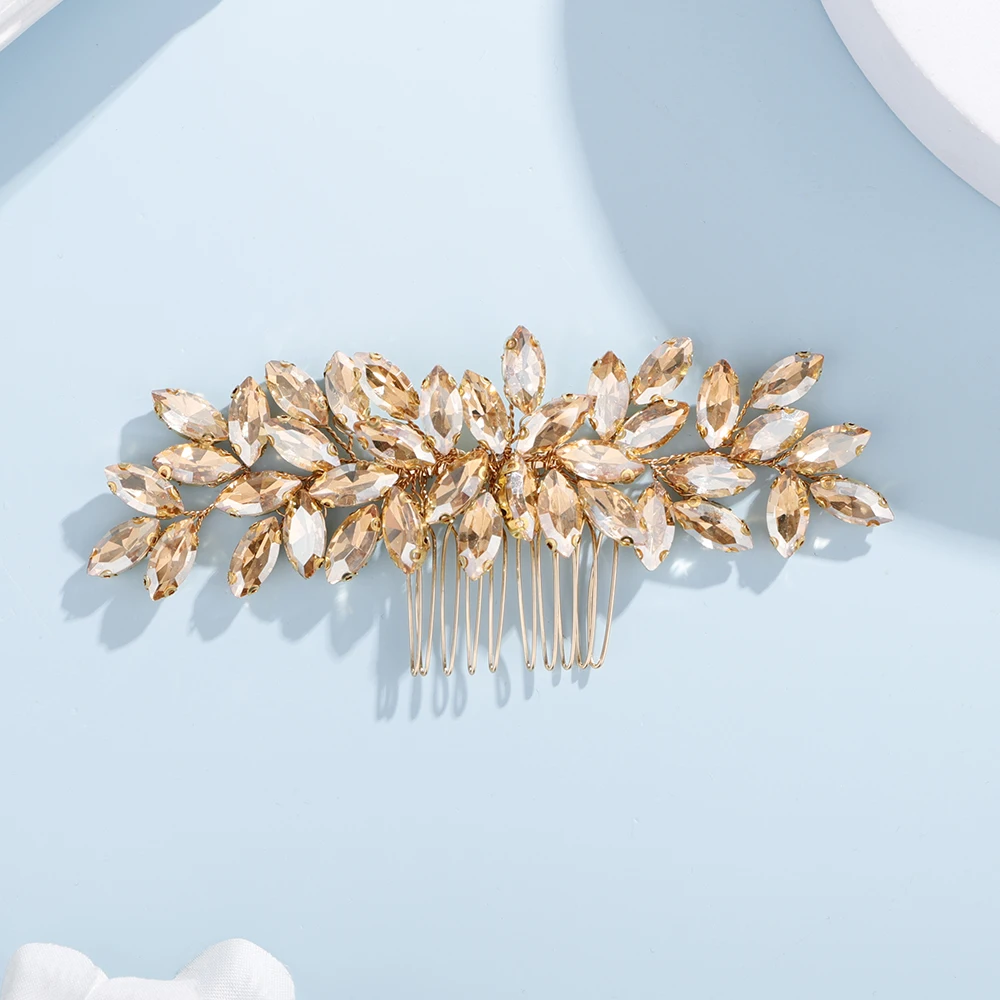 Sd32addb3304e4a47ab161da93e498e052 Fashion Rhinestone Hair Comb for Bridal Headpiece 9 Color Wedding Hair Accessories Women Handmade Tiara Headdress Party Headwear Mallzona