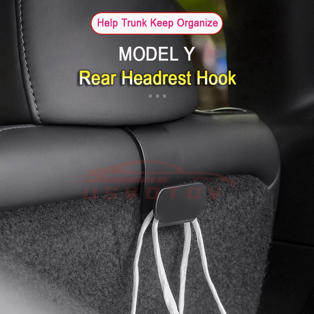 Rear Headrest Hook for Tesla Model Y Juniper Organizer Center Console Head Rest Storage Accessories Umbrella Trunk Hanger 2pcs