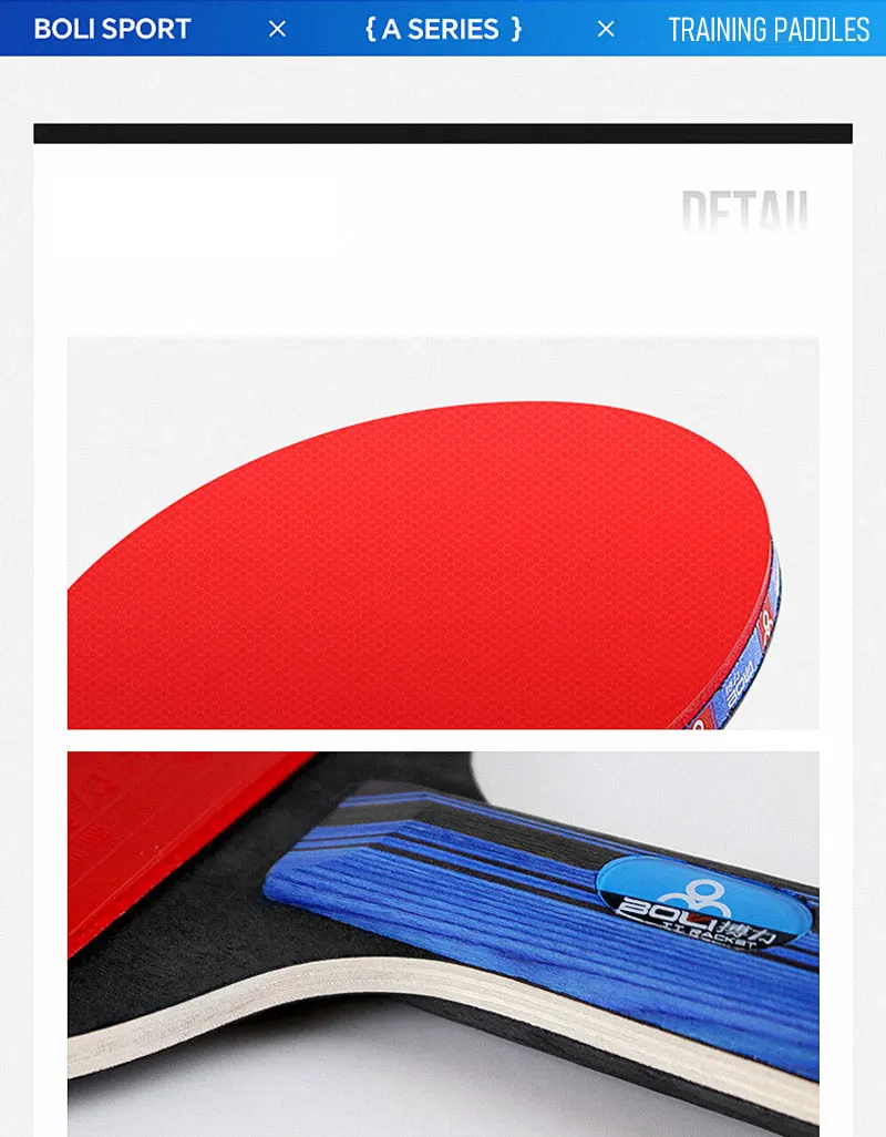 BOLI A10 Tischtennisschläger Hochleistungssets mit 2 Ping-Pong-Schlägern und Tragetasche – Detail 6
